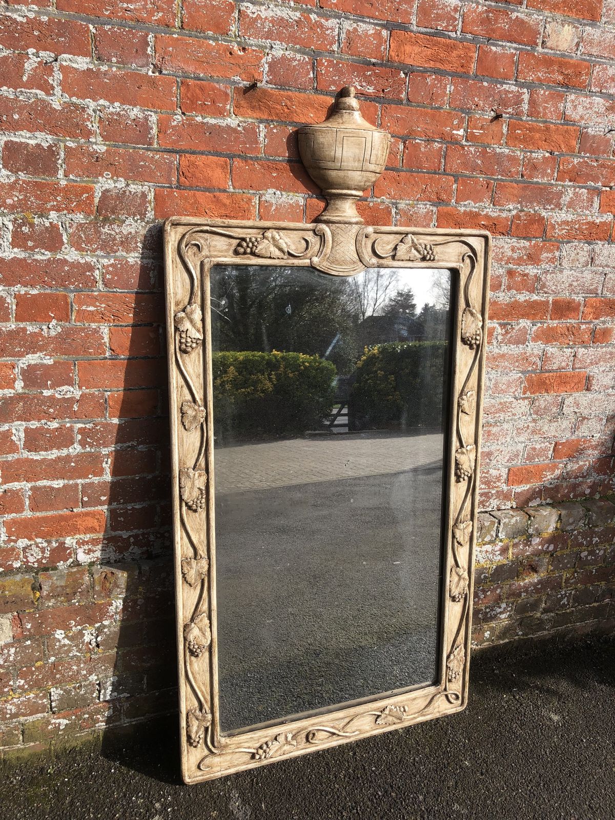A Stunning Large Antique 19th Century French Carved Wood Painted Mirror photo 750.0