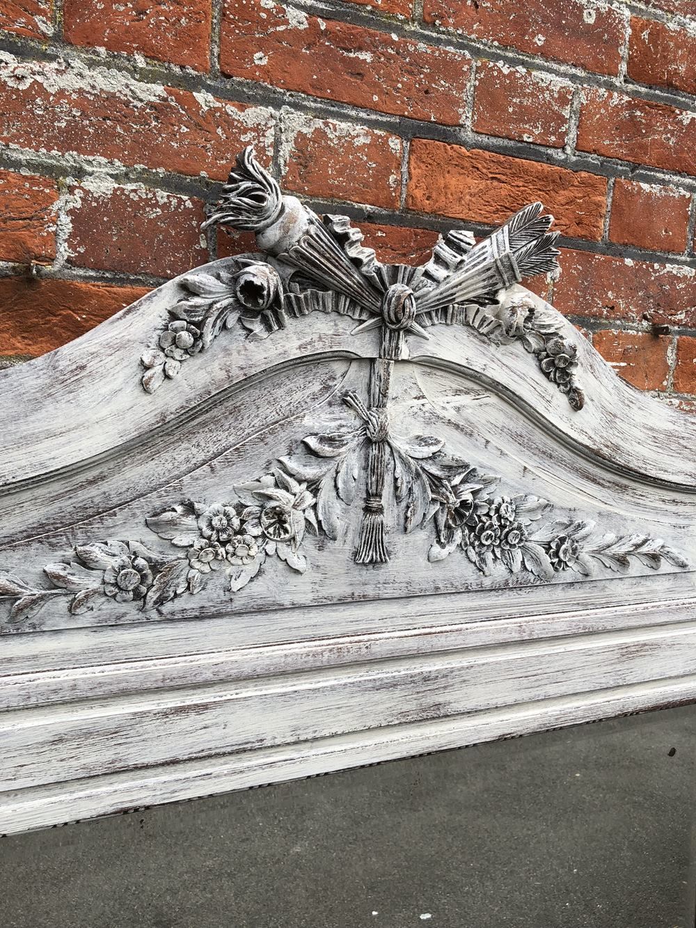 A Delightful Large Antique 19th Century French Carved Wood Distressed Painted Mirror photo 650.0
