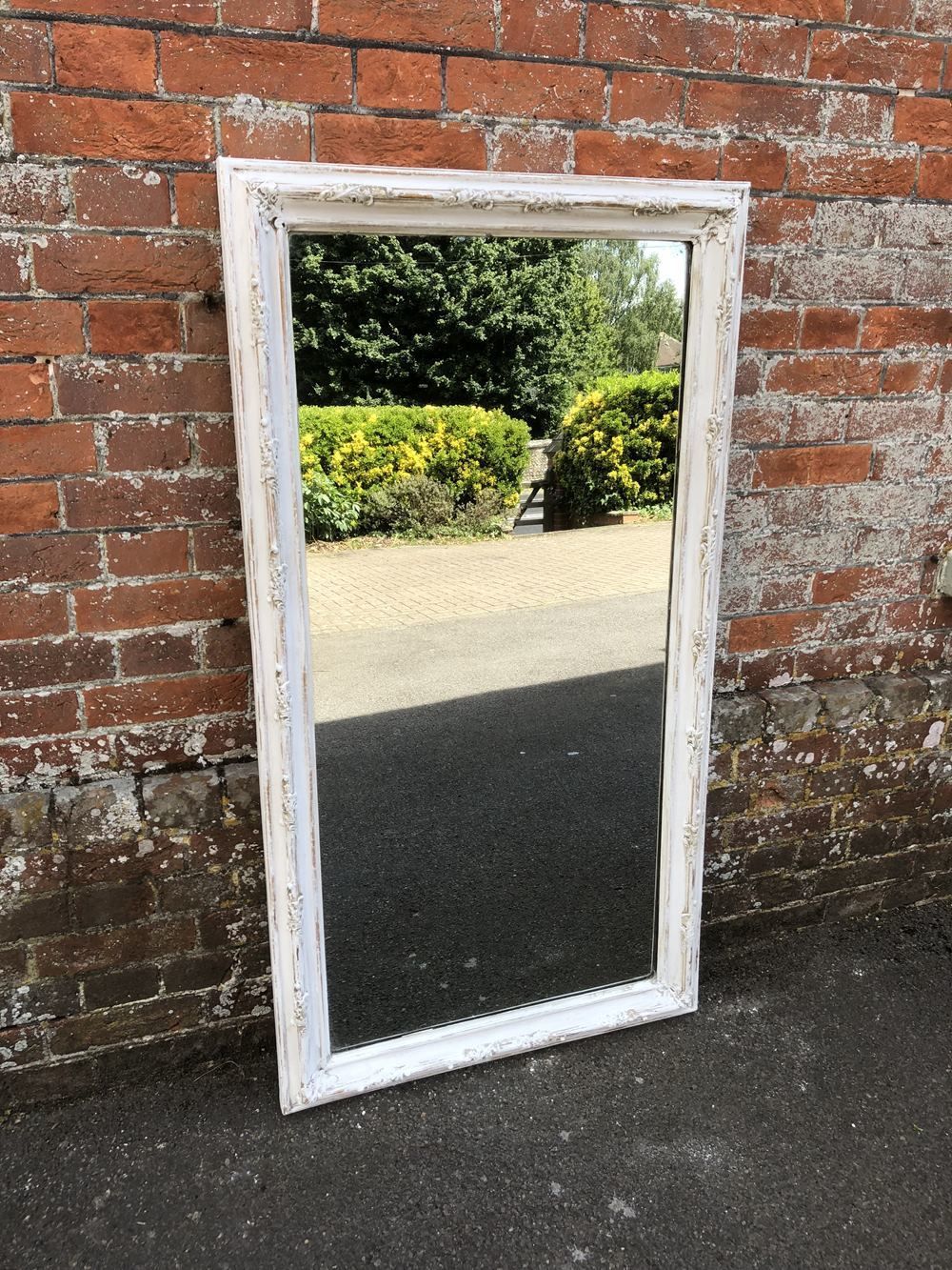A Wonderful Good Size Antique 19th Century French Carved Wood And Gesso Distressed Painted Ornate Framed Mirror