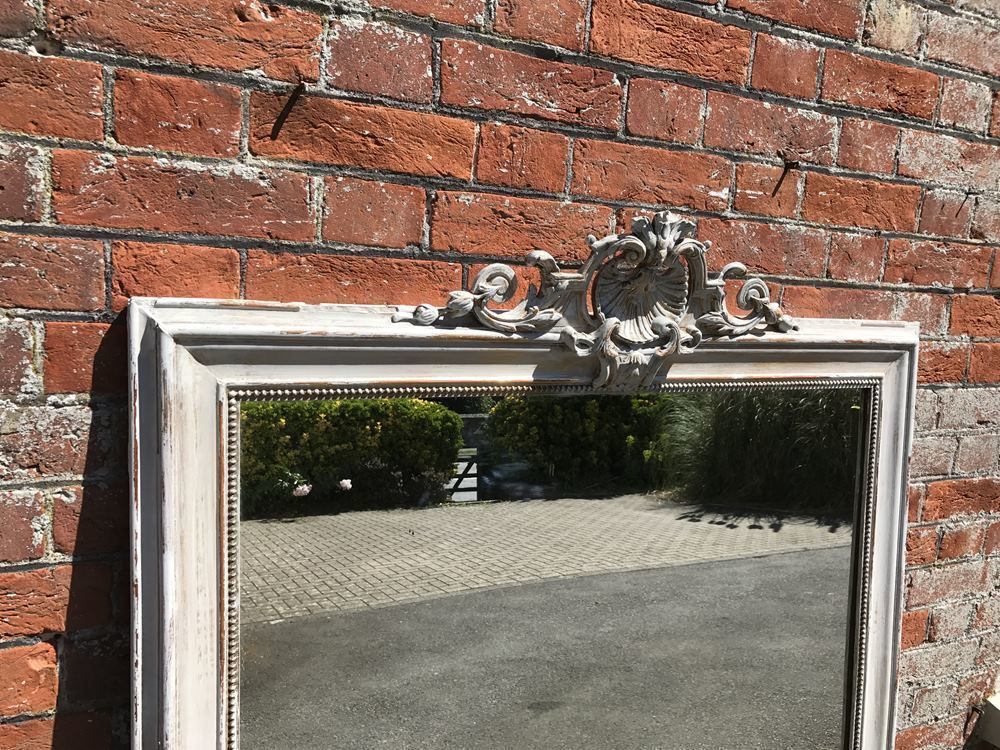 A Wonderful Highly Decorative Large Antique 19th Century French Carved Wood & Gesso Distressed Painted Mirror photo 795.0