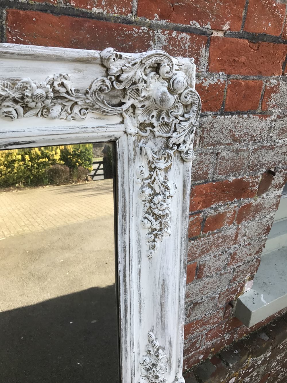 A Fabulous Large Early Antique 19th Century French Carved Wood And Gesso Distressed Painted & Gilt Louis Philippe Mirror photo 895.0