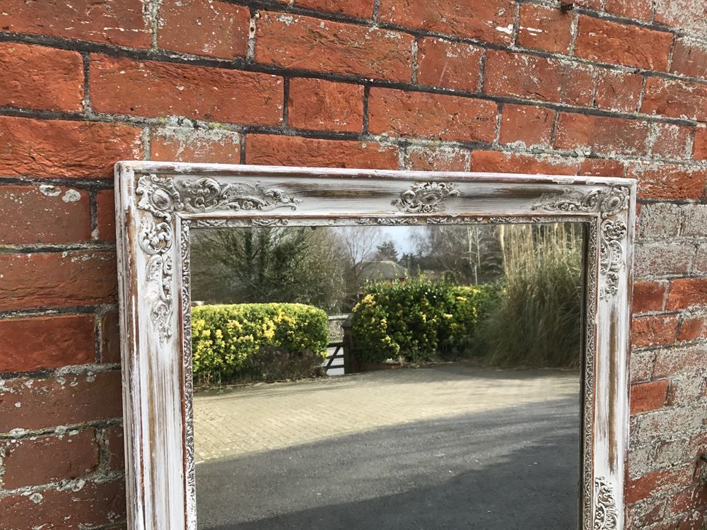 A Wonderful Early Antique 19th Century French Carved Wood & Gesso Distressed Painted Louis Philippe Mirror photo Home Decor
