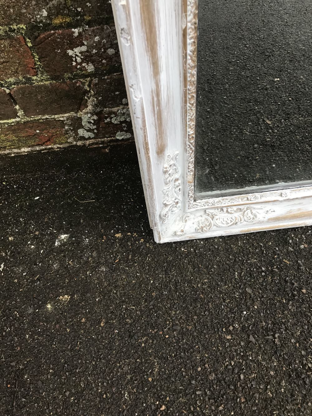 A Highly Useful Early Antique 19th Century French Carved Wood & Gesso Distressed Painted Louis Philippe Mirror photo 795.0