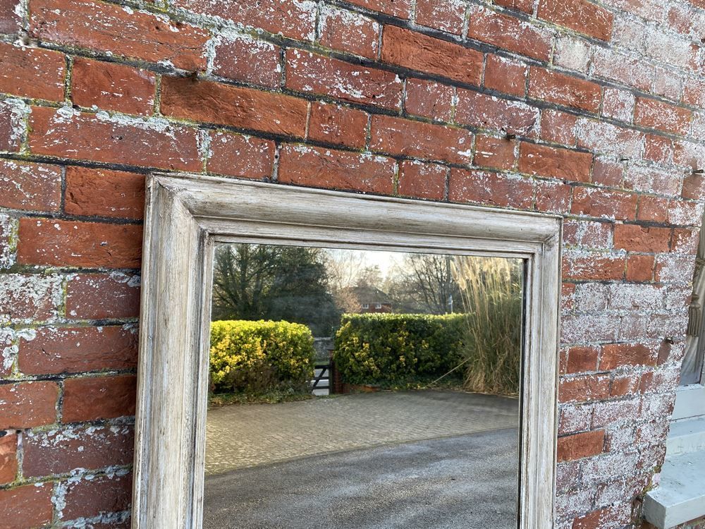 A Highly Useful Size Antique French 19th Century Carved Wood Painted Plain Mirror photo for sale