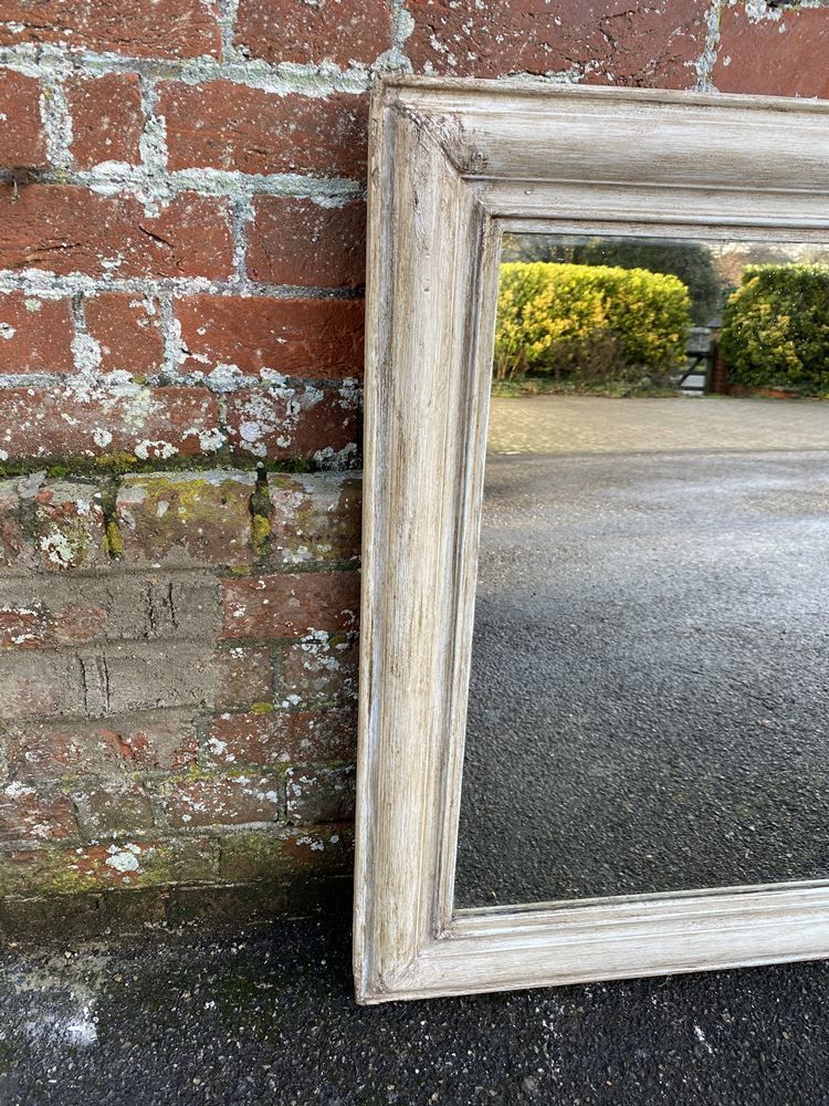 A Highly Useful Size Antique French 19th Century Carved Wood Painted Plain Mirror photo Home Decor
