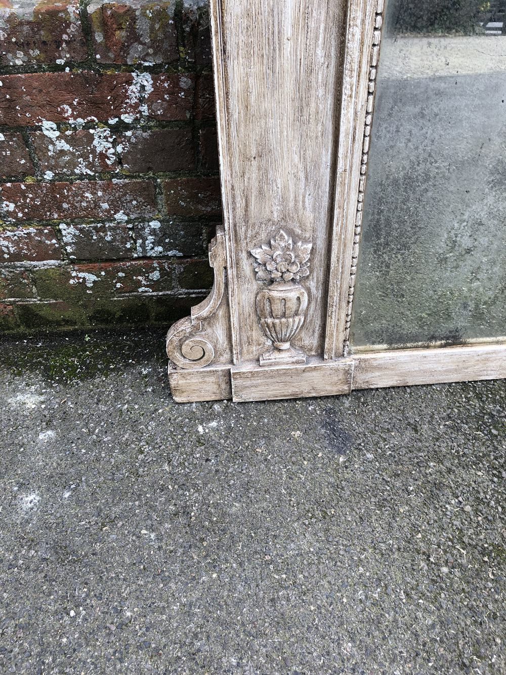 A Wonderful Large Antique 19th Century French Carved Wood & Gesso Painted & Gilt Trumeau Mirror photo for sale