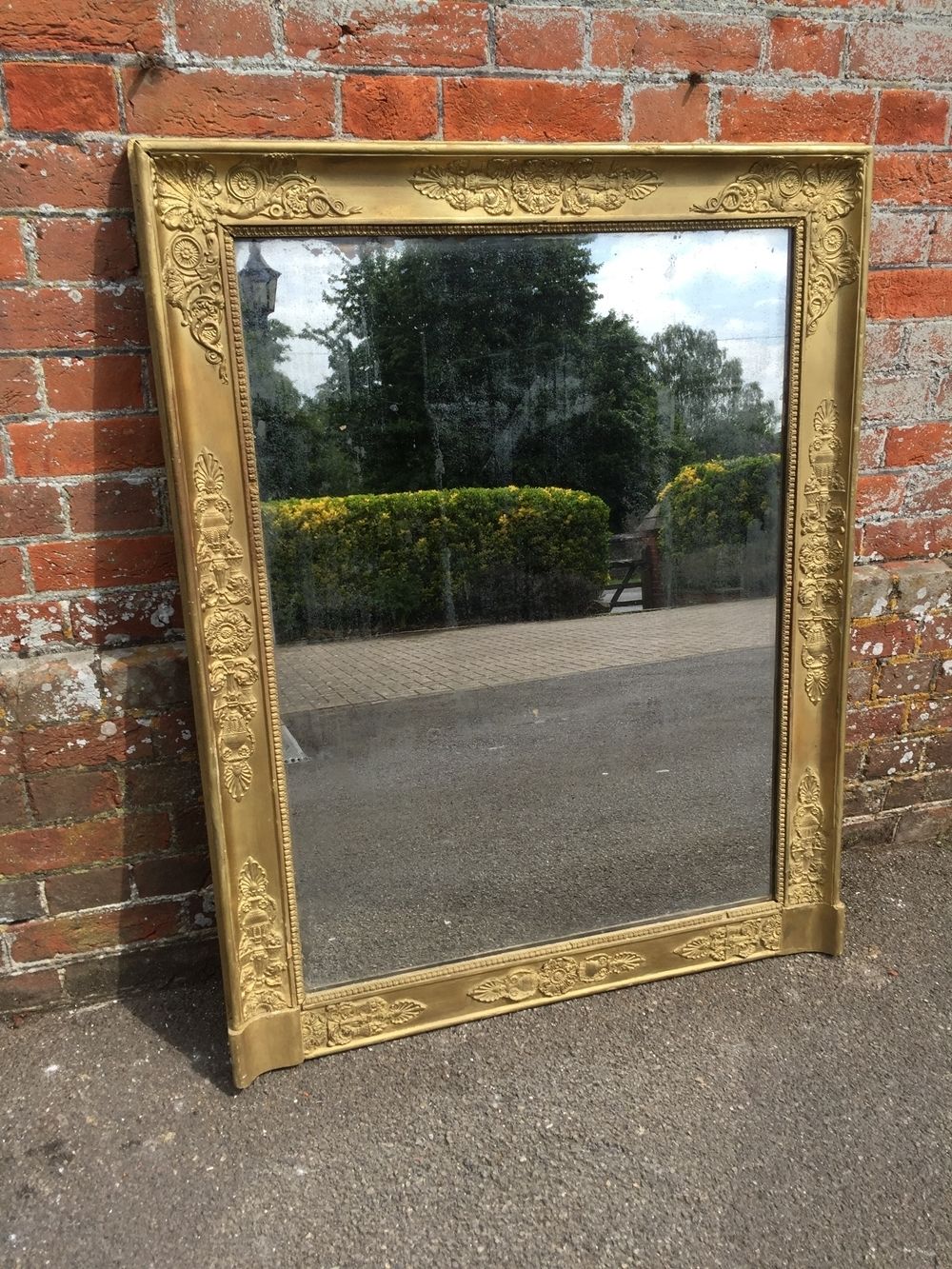 A Highly Useful Early Antique 19th Century French Original Carved Wood And Gesso Gilt Louis Philippe Mirror