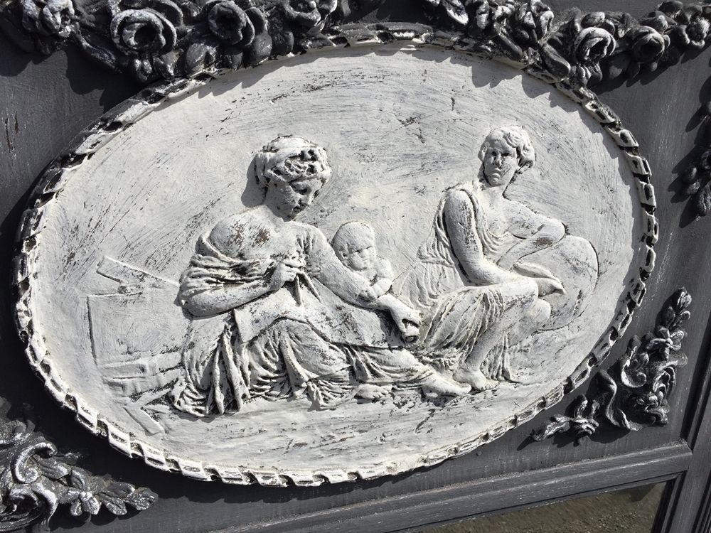 A Fabulous Antique 19th Century French Carved Wood And Gesso Distressed Painted Mirror photo for sale