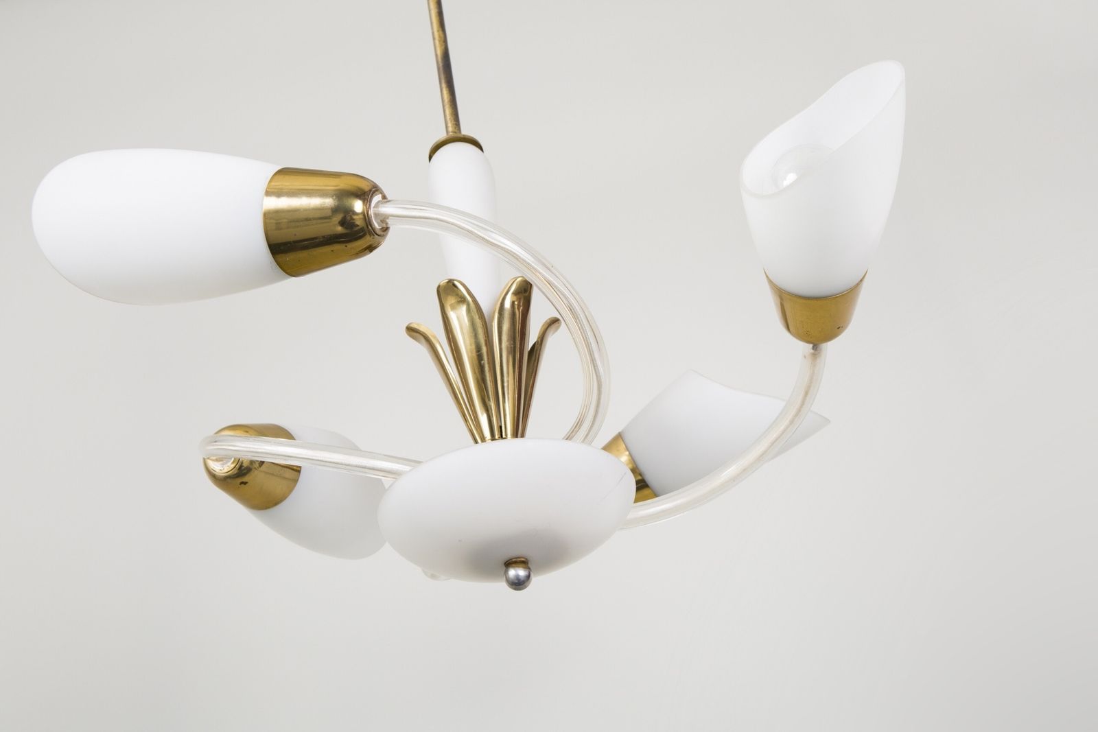 Chandelier In Pristine Condition, Made 1960s, In Czechia With Brass And Glass photo furniture