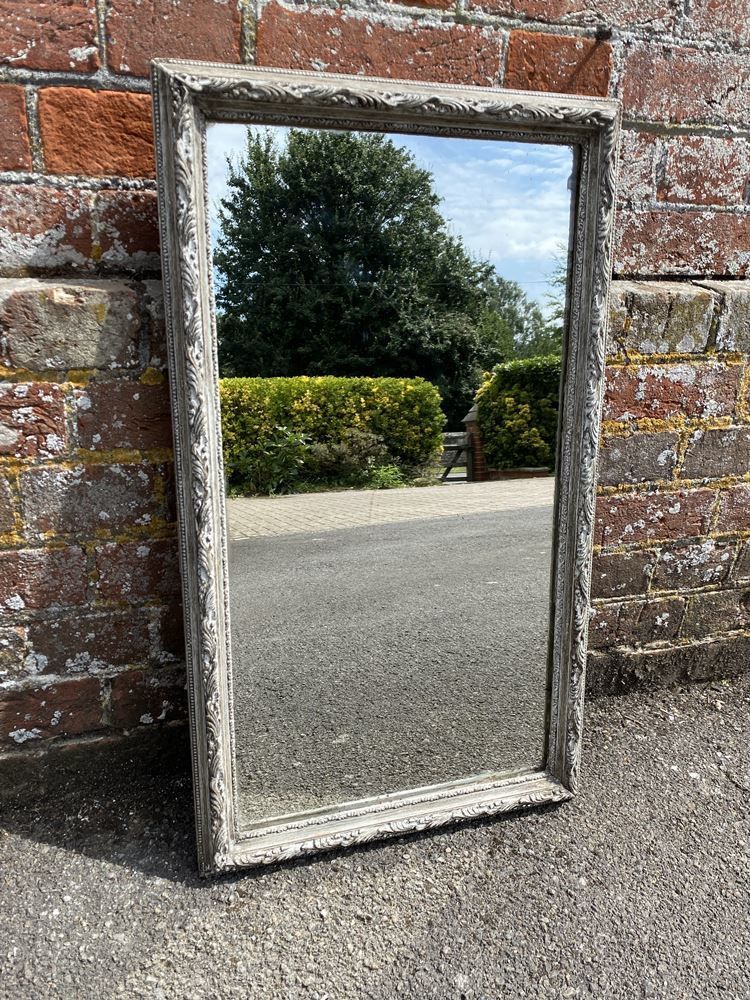 A Fabulous Good Size Antique French 19th Century Carved Wood & Gesso Painted Mirror
