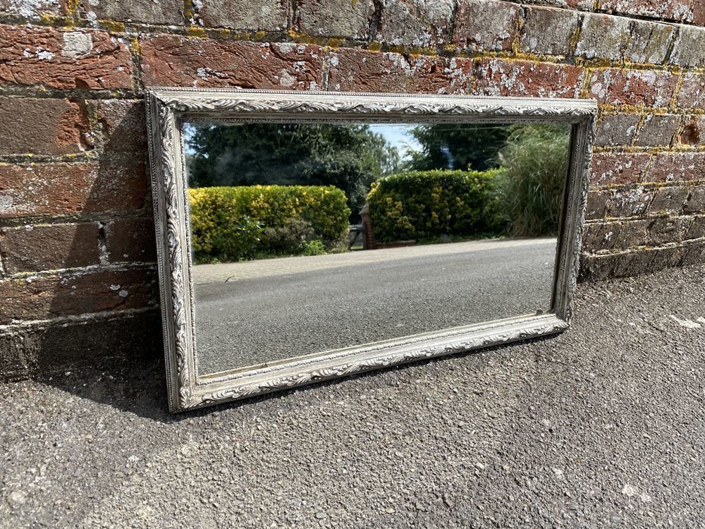 A Fabulous Good Size Antique French 19th Century Carved Wood & Gesso Painted Mirror photo furniture