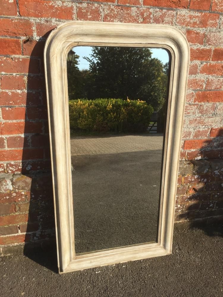 A Good Size Antique 19th Century French Carved Wood And Gesso Plain Painted Mirror
