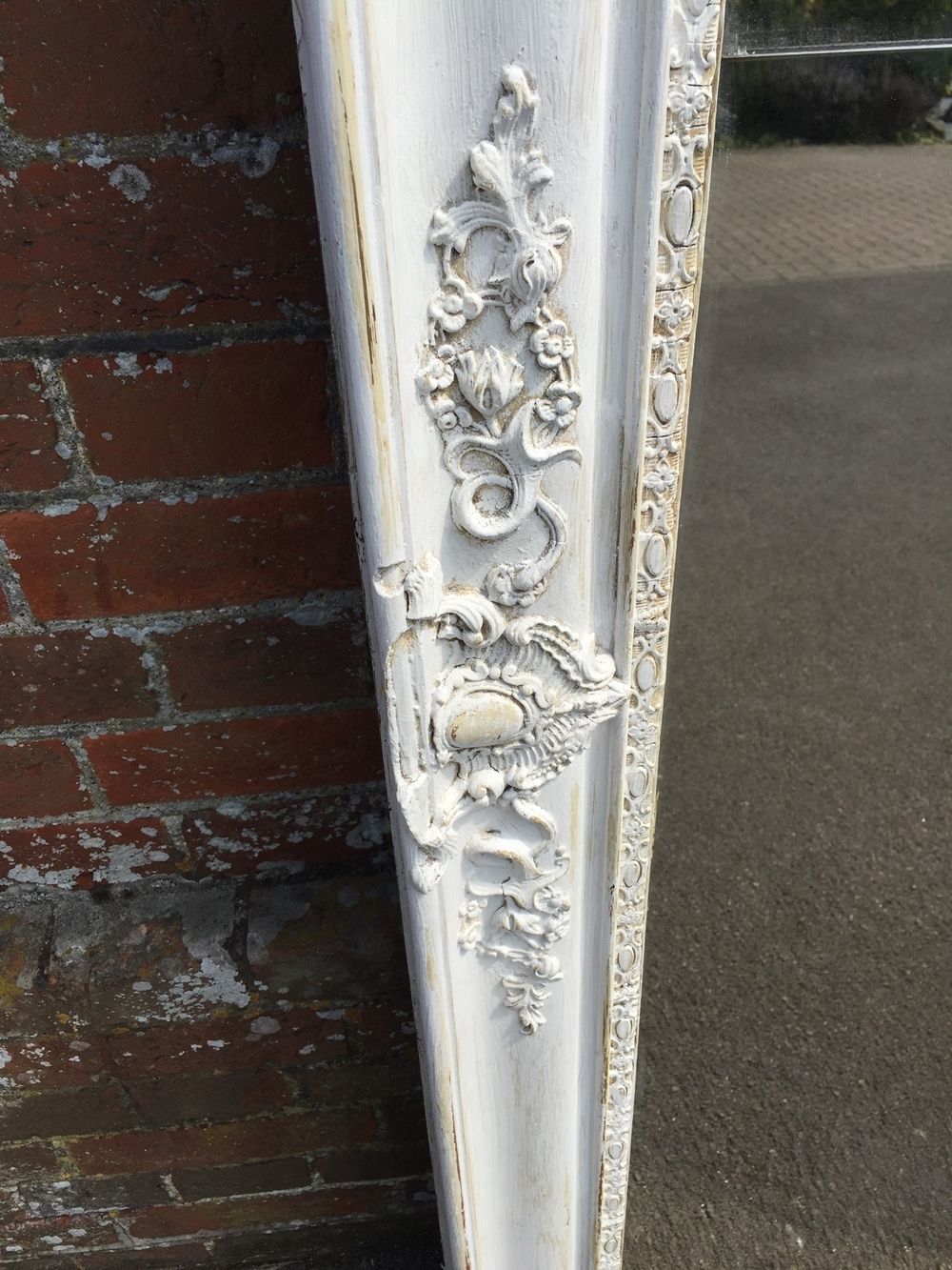 A Very Useful Size Early Antique 19th Century French Carved Wood And Gesso Painted Louis Philippe Mirror photo for sale