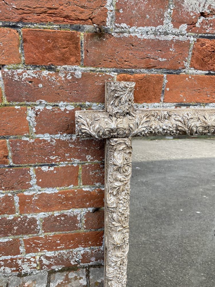 A Stunning Antique French 19th Century Carved Wood & Gesso Ornate Framed Painted Cross Mirror photo for sale