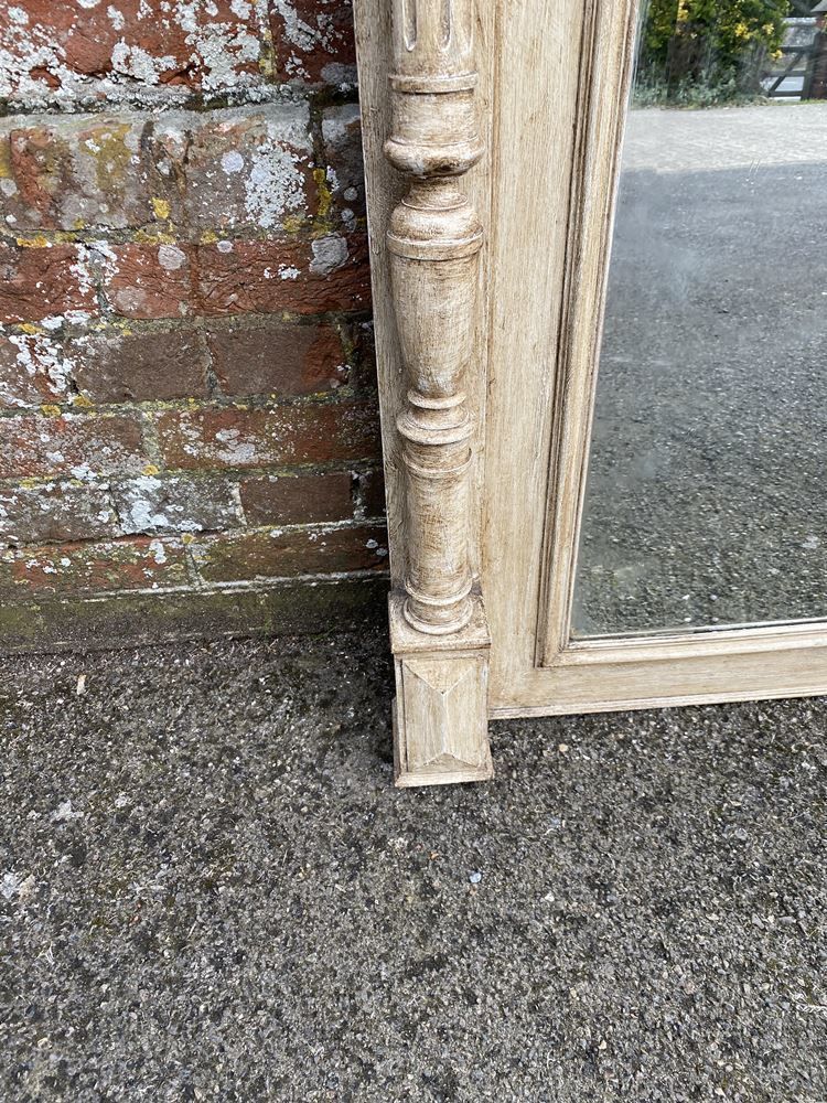 A Fabulous Large Antique French 19th Century Carved Wood Painted Column Mirror photo 795.0