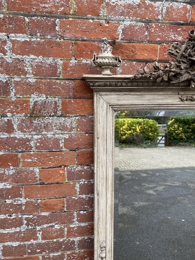 A Stunning Large Antique French 19th Century Carved Wood & Gesso Painted Mirror photo 895.0