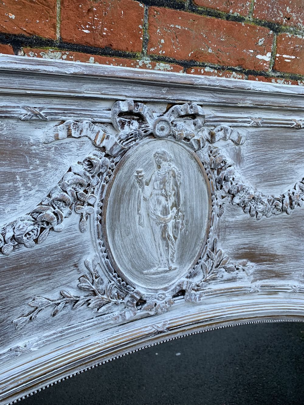 A Delightful Large Antique French 19th Century Carved Wood & Gesso Distressed Painted Mirror photo Home Decor