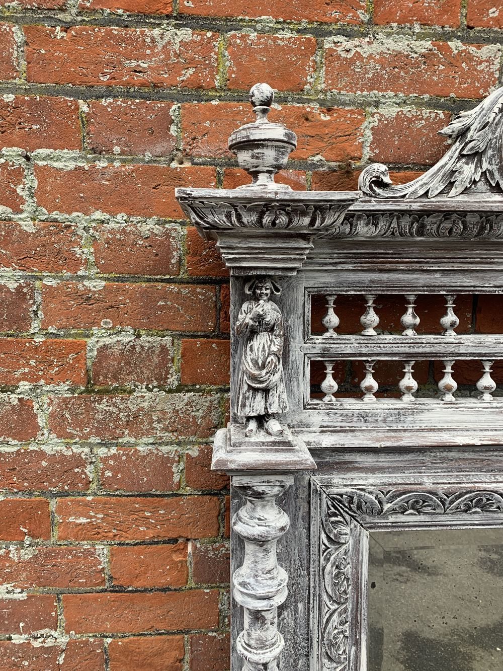A Fabulous Large Antique French 19th Century Carved Wood Distressed Painted Mirror photo furniture