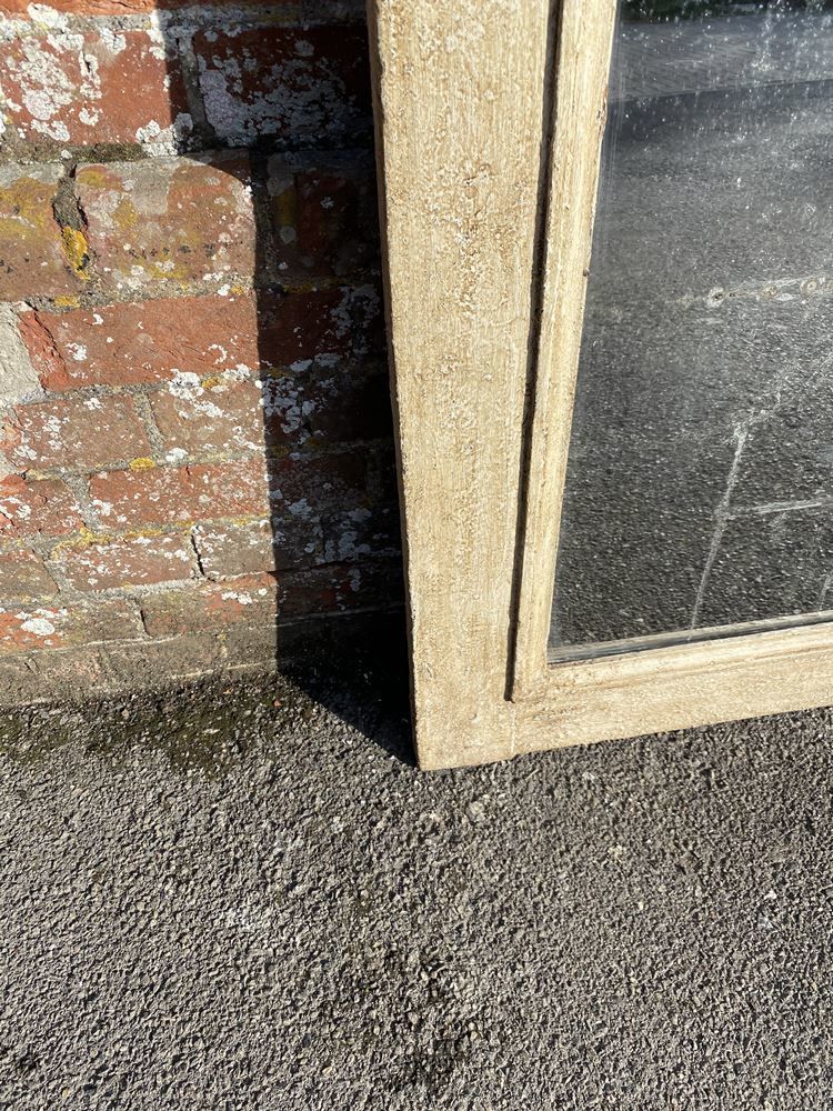 Antique 19th Century French Carved Wood Distressed Painted Mirrorr photo for sale