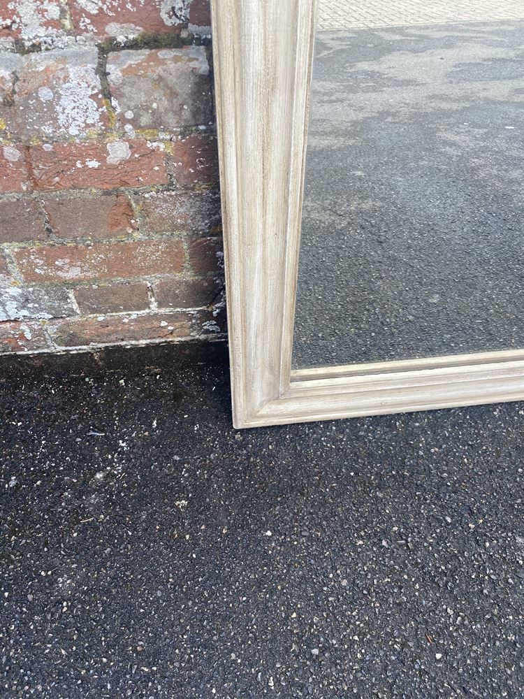 A Highly Useful Size Antique French 19th Century Carved Wood & Gesso Painted Plain Mirror photo Home Decor