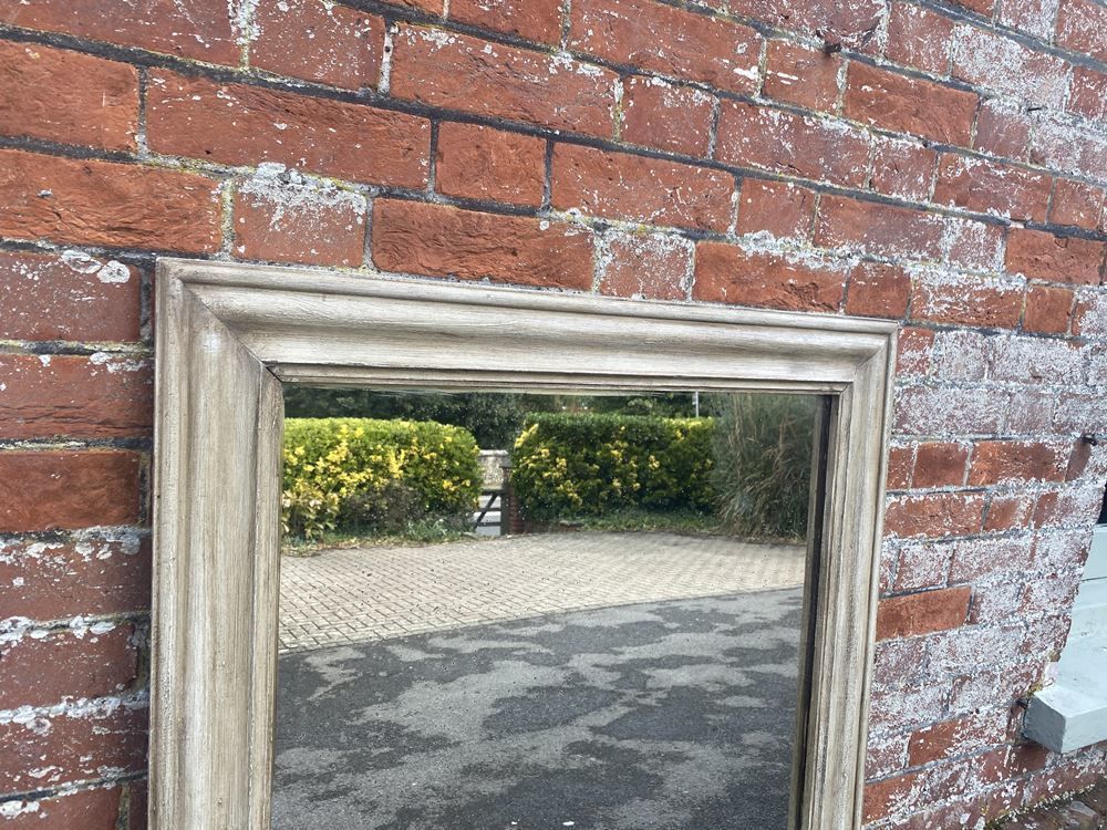 A Highly Useful Size Antique French 19th Century Carved Wood & Gesso Painted Plain Mirror photo 650.0
