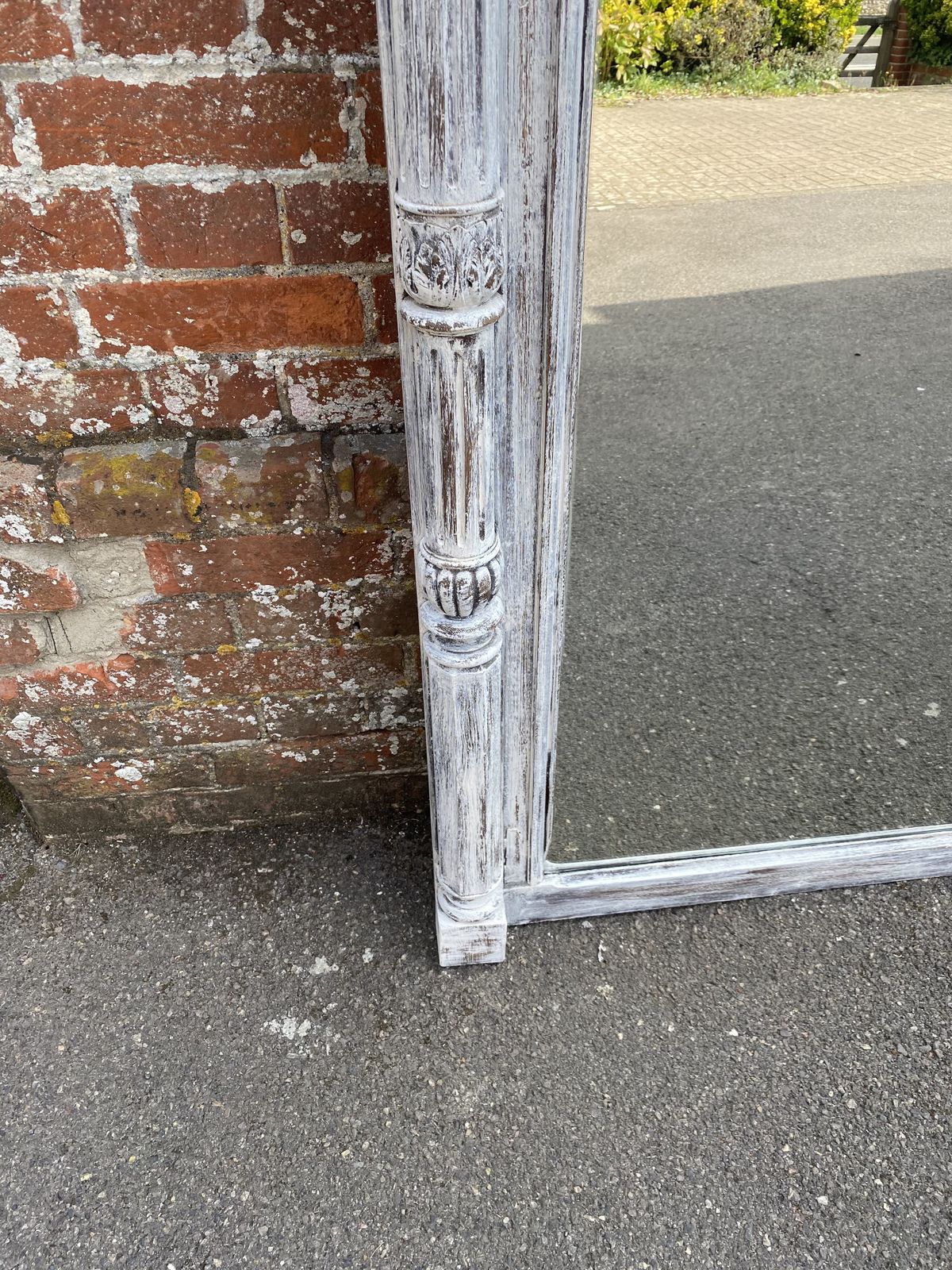 A Spectacular Large Antique French 19th Century Carved Wood Painted Column Framed Mirror photo for sale