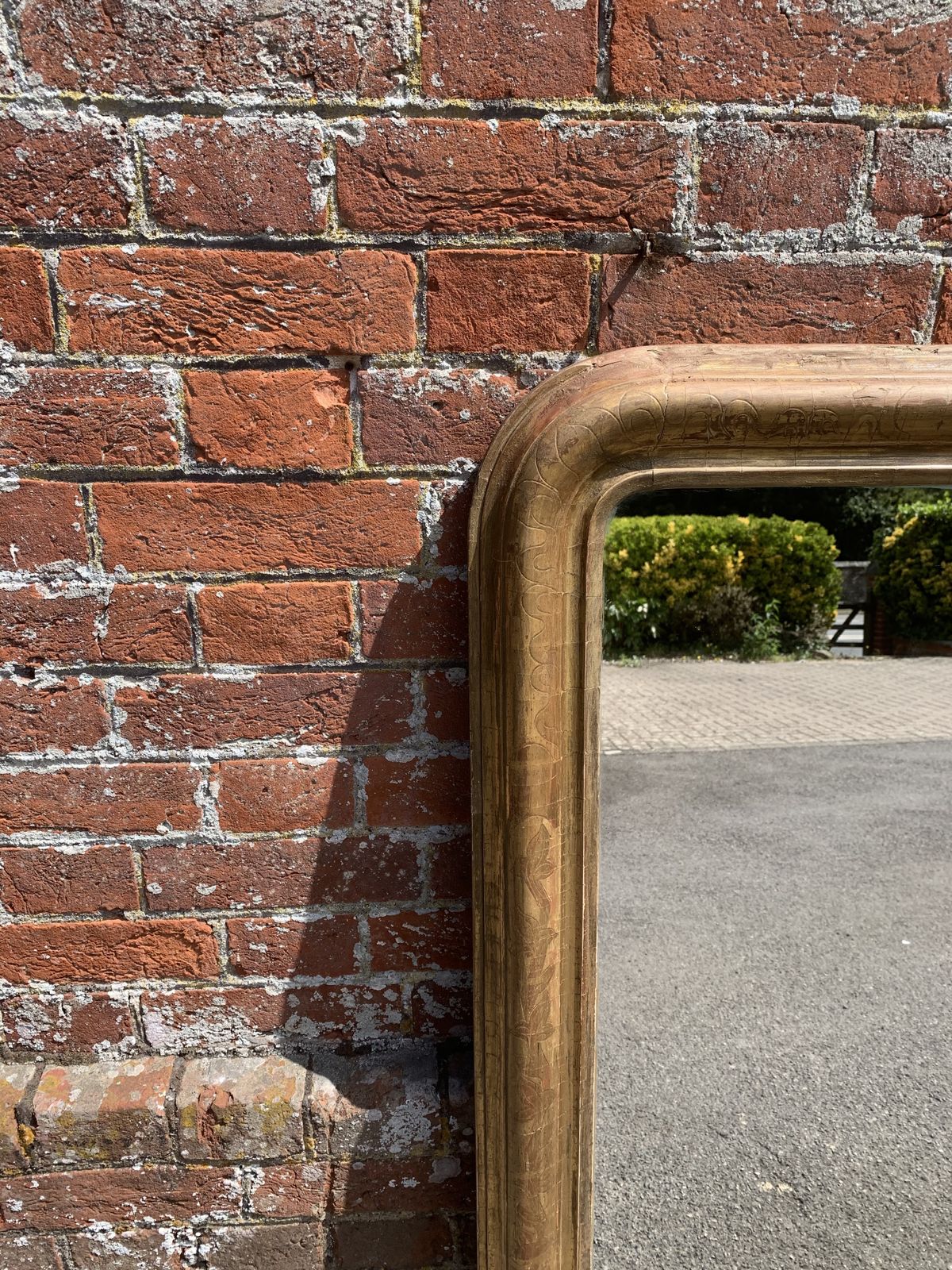A Wonderful Antique French 19th Century Carved Wood & Gesso Arched Top Gilt Mirror photo 595.0