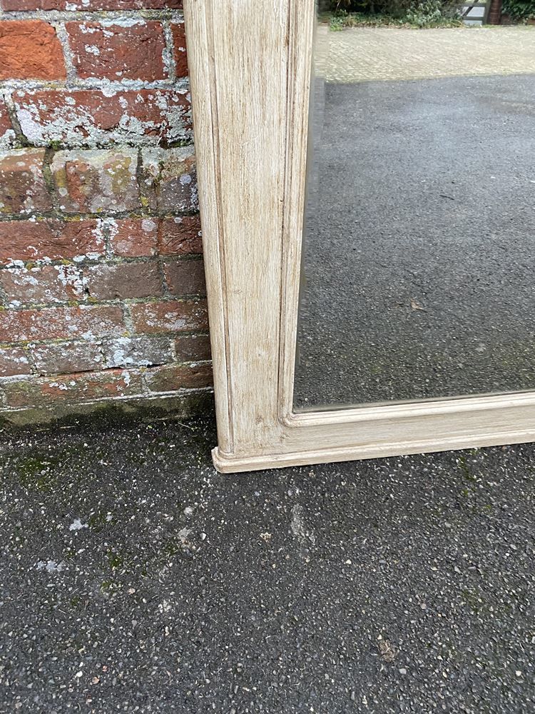 A Delightful Large Antique French 19th Century Carved Wood Painted Shaped Top Mirror photo Home Decor
