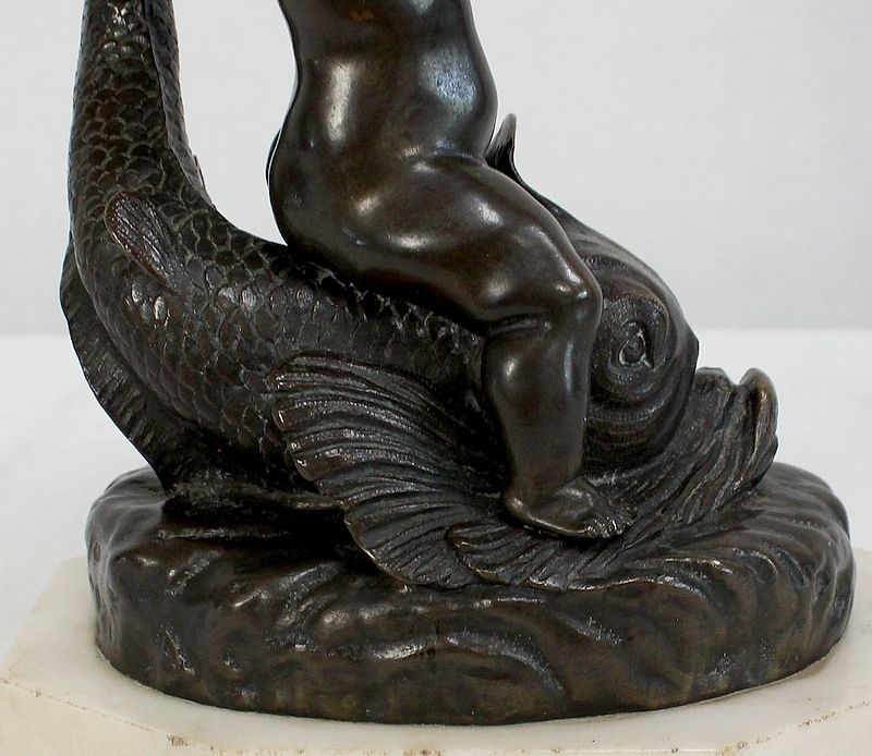 photo buy Bronze Trinket "The Child And The Dolphin"Early 19th Century