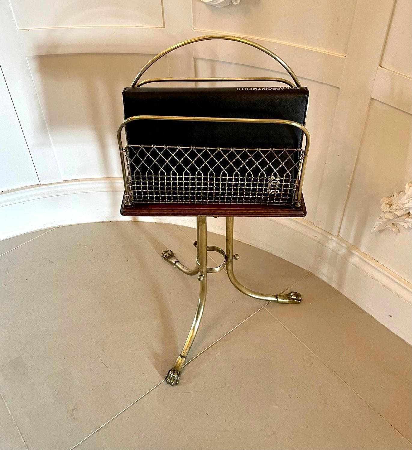 photo for sale ​​Quality Antique Victorian Brass And Mahogany Revolving Magazine Stand