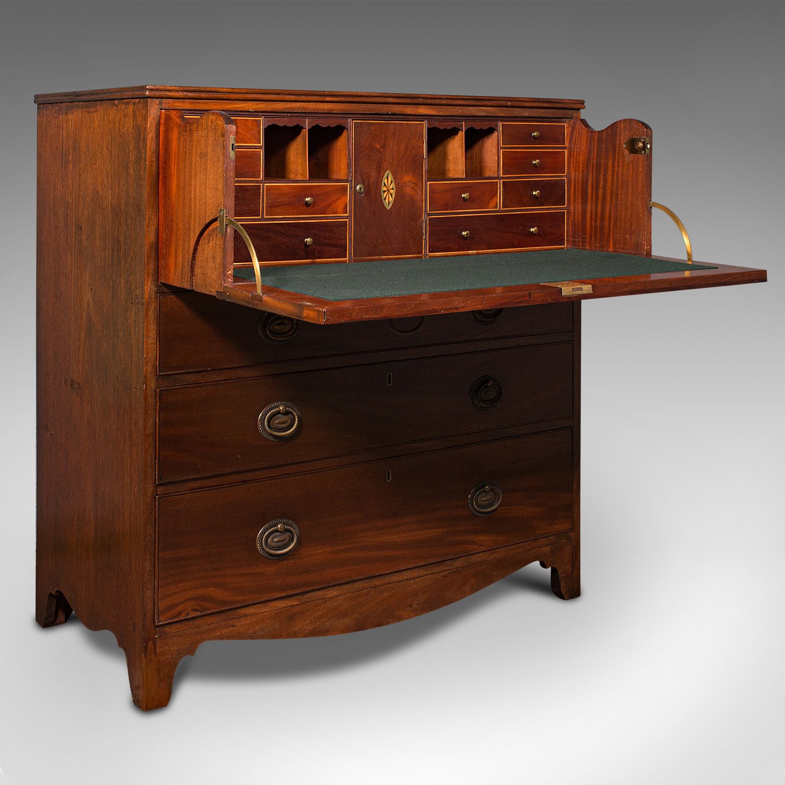 Antique Secretaire Cabinet, English, Chest Of Drawers, Bureau, C.1800