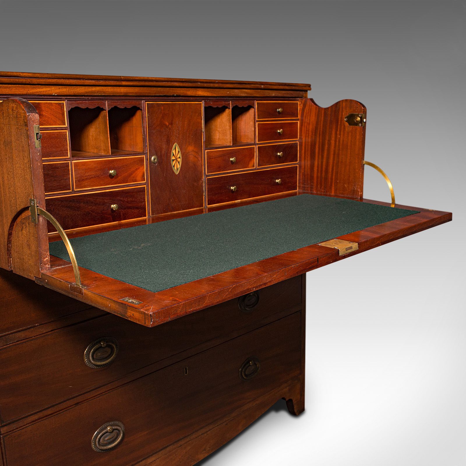 Antique Secretaire Cabinet, English, Chest Of Drawers, Bureau, C.1800 photo for sale
