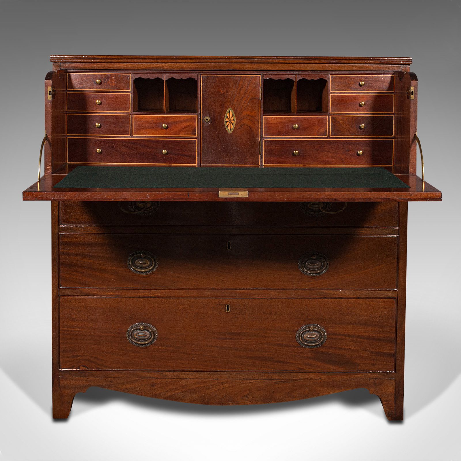 Antique Secretaire Cabinet, English, Chest Of Drawers, Bureau, C.1800 photo vinterior