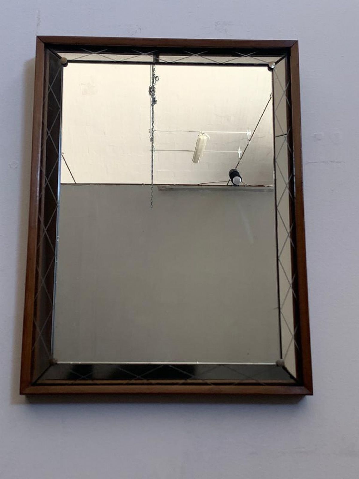 Art Deco Mirror With Raised And Engraved Edge, 1930s photo Home Decor