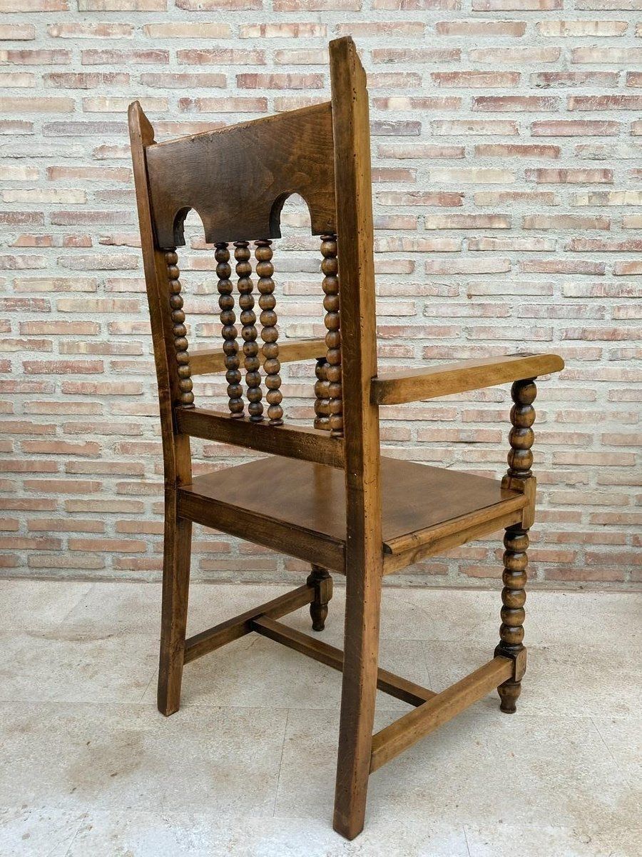 photo for sale 19th Century French Carved Oak Turned Wood Armchair