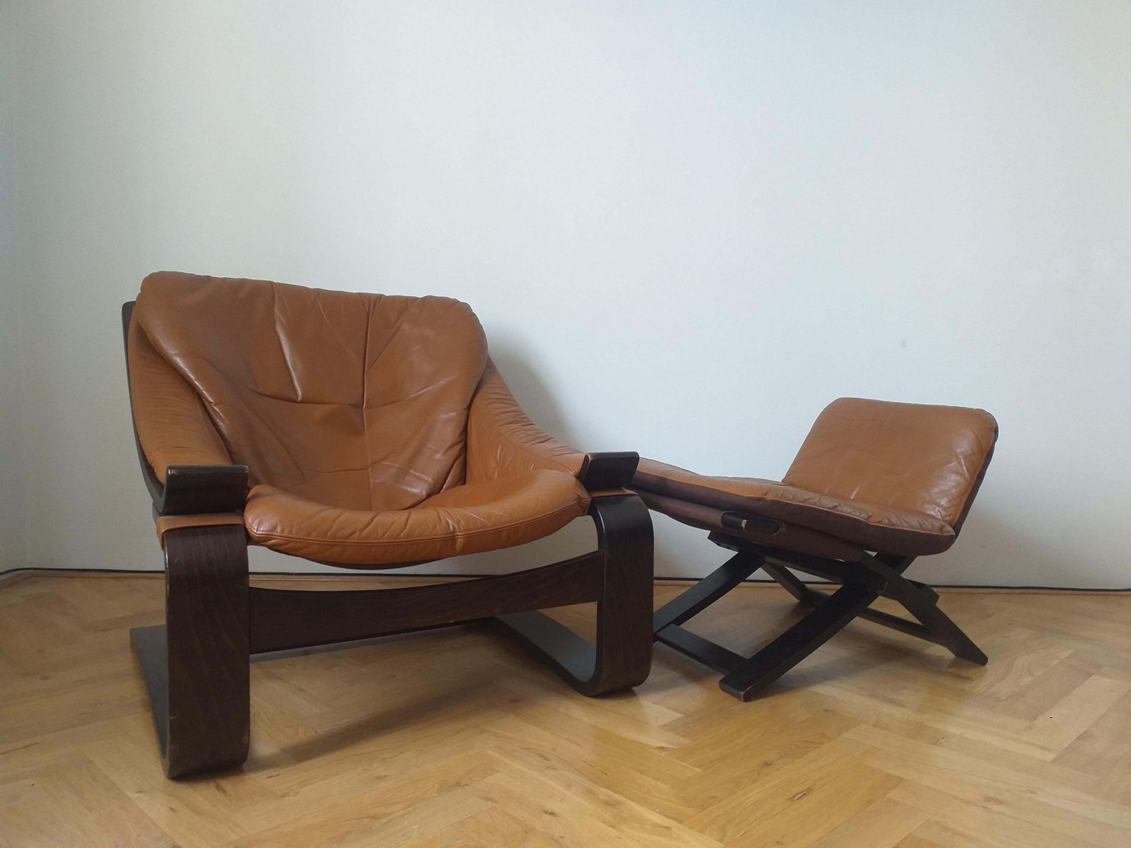 Midcentury Lounge Chair Kroken With Ottoman, Ake Fribytter, Nelo, Sweden, 1970s photo furniture
