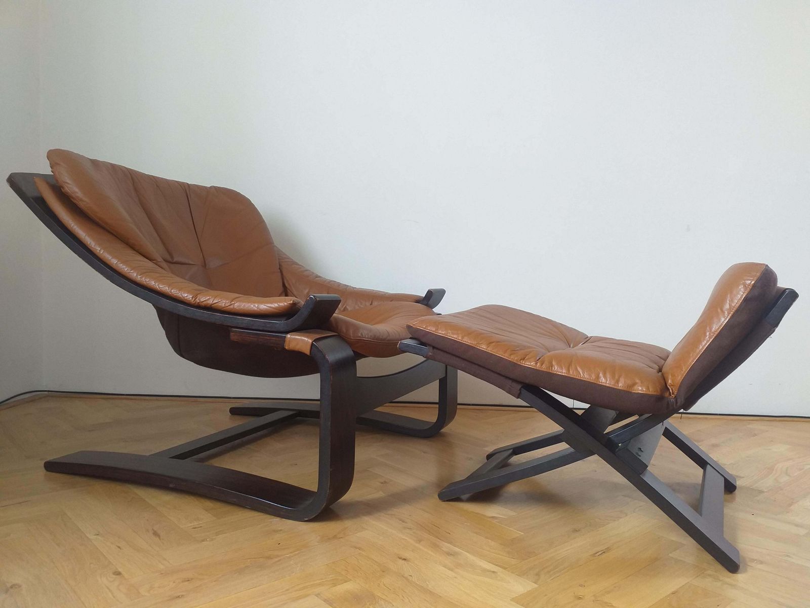 Furniture Midcentury Lounge Chair Kroken With Ottoman, Ake Fribytter, Nelo, Sweden, 1970s photo