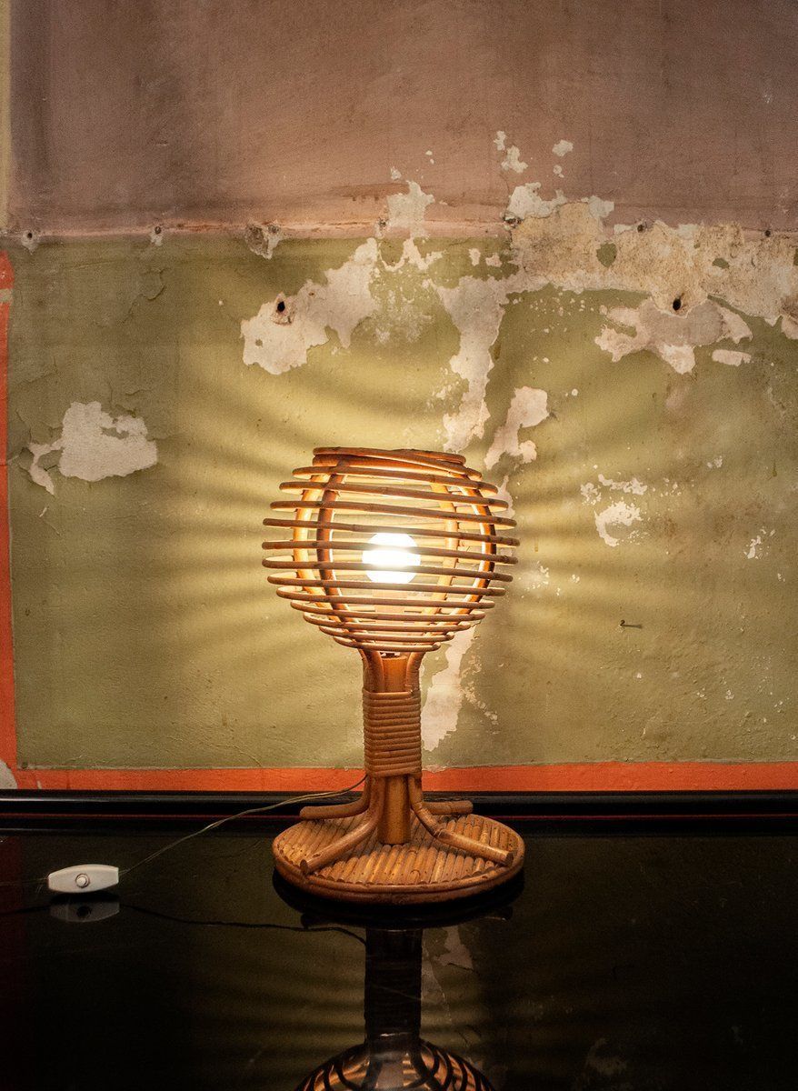 Italian Wicker Table Lamp, 1960s photo furniture
