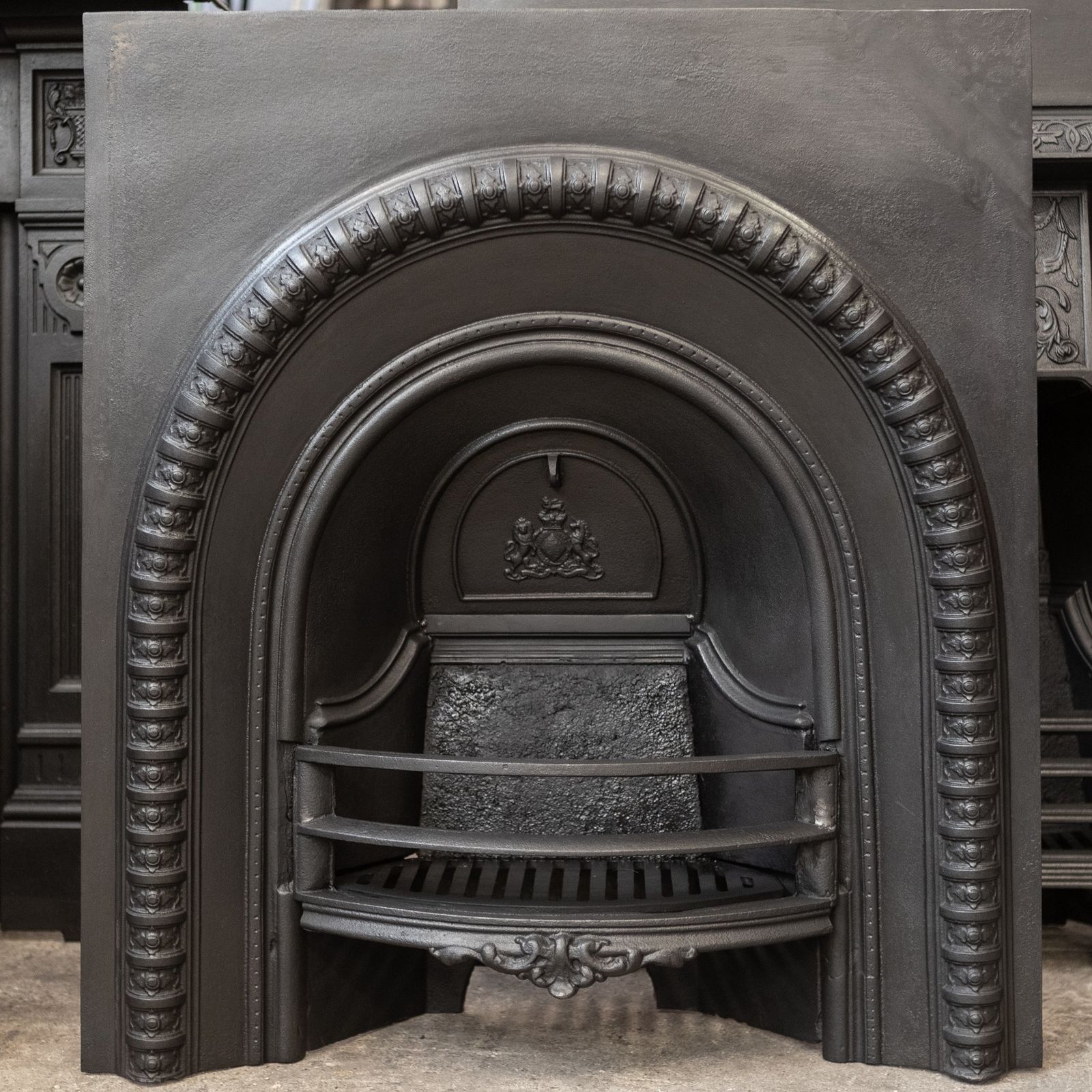 Antique Cast Iron Arched Fireplace Insert photo furniture