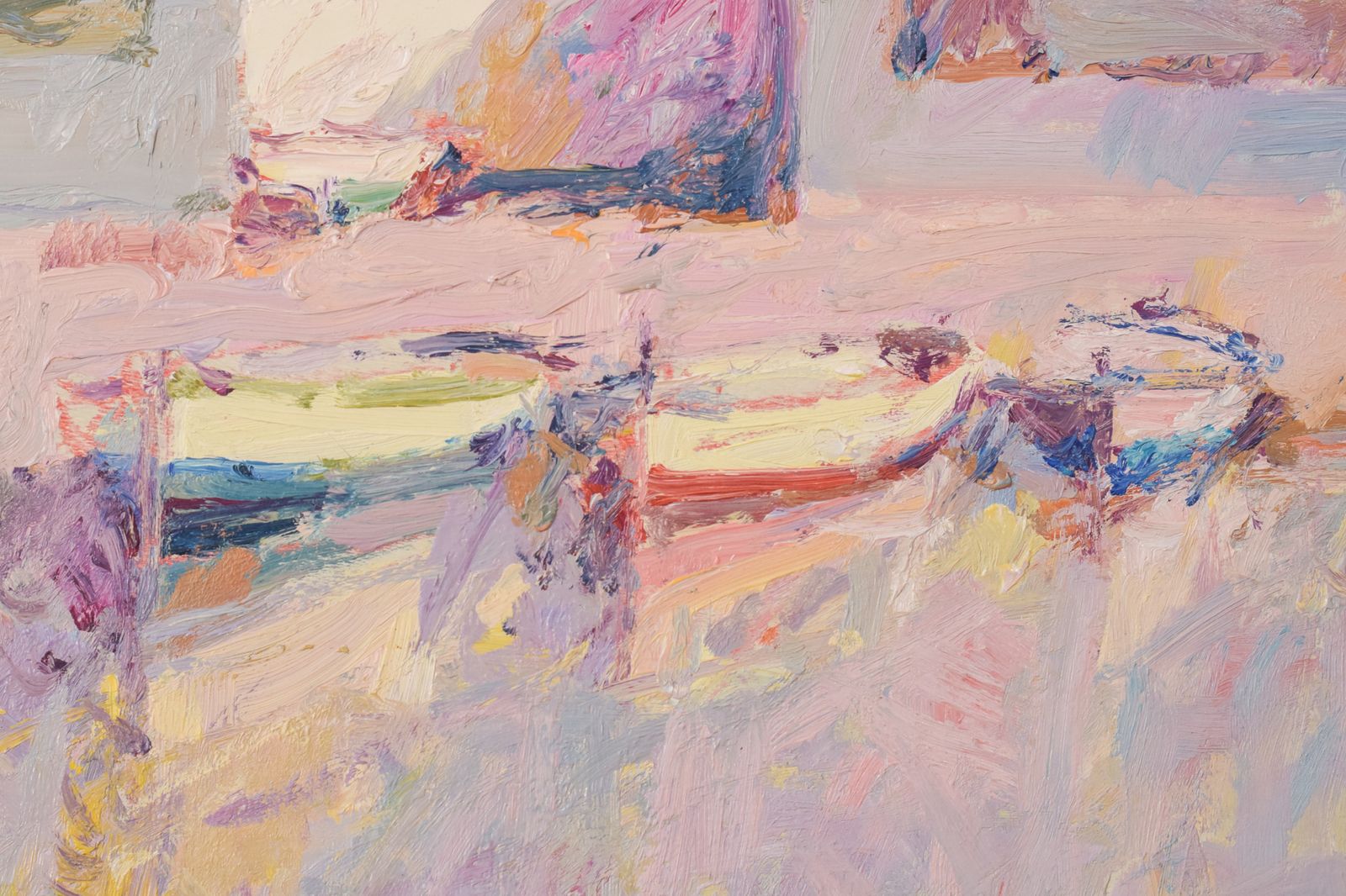 Post Impressionist Oil Painting Of Fishing Boats photo 611.0