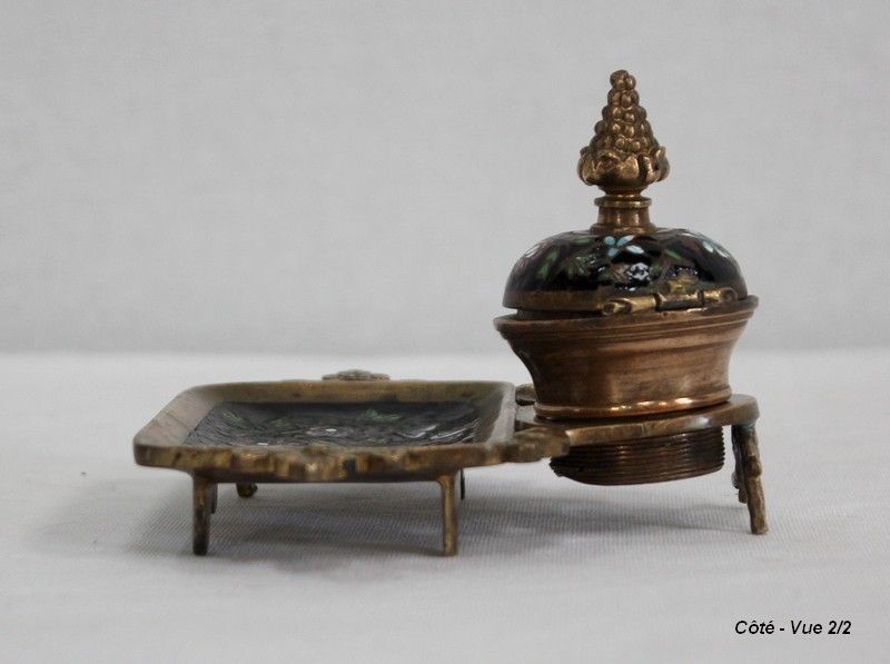 photo vinterior Small Inkwell In Bronze And Enamels, Napoleon III Period   19th Century