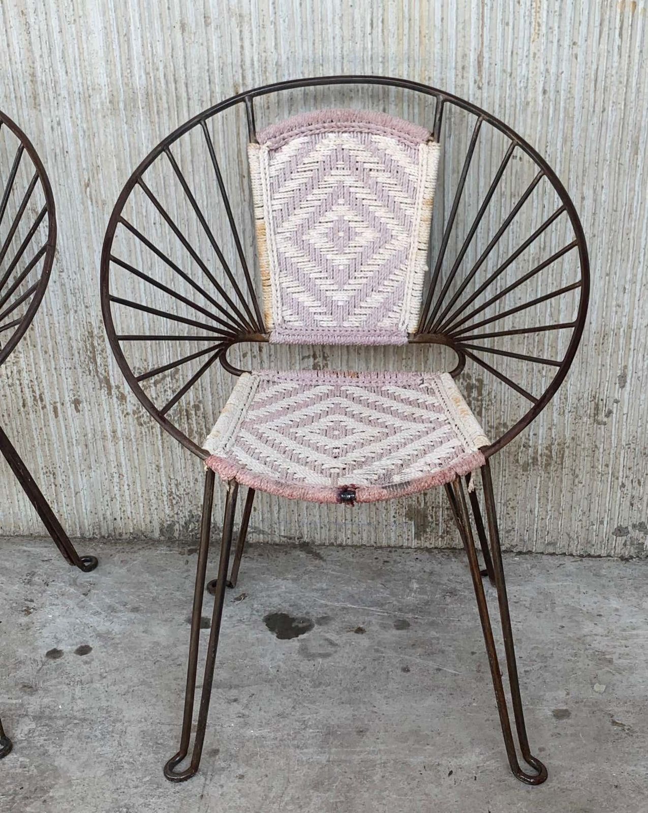 Pair Mid Century Hoop Chairs With Caned Seat And Back photo vinterior