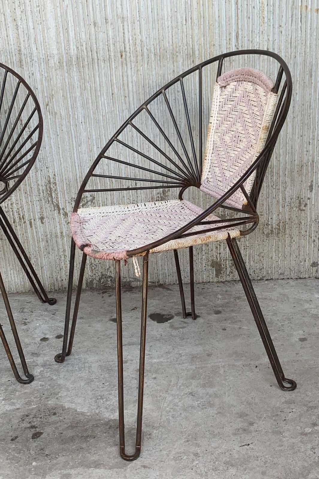 Pair Mid Century Hoop Chairs With Caned Seat And Back photo vintage