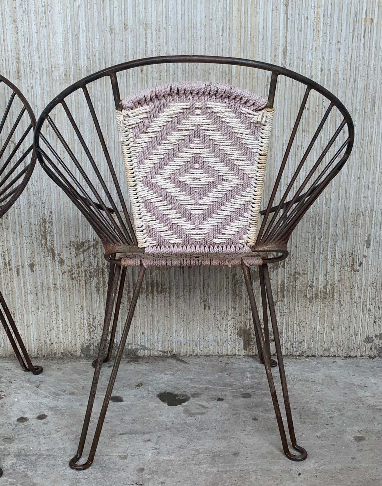 photo furniture Pair Mid Century Hoop Chairs With Caned Seat And Back
