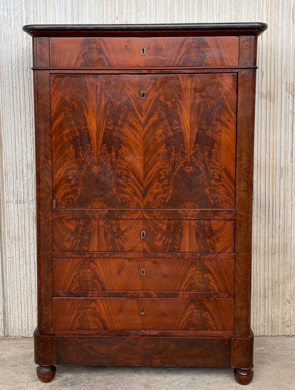 19th Century Classical Charles X Burled Mahogany Secretaire A Abattant photo furniture