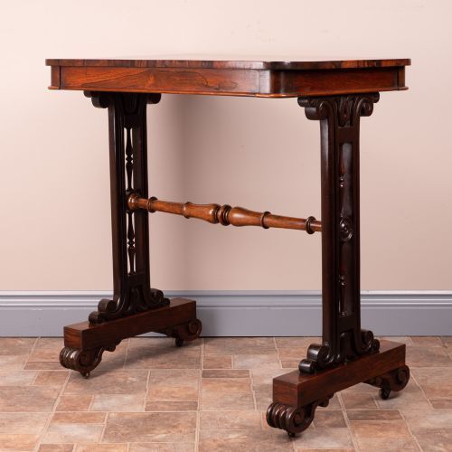 Rosewood Stretcher Table, 1800s photo vintage