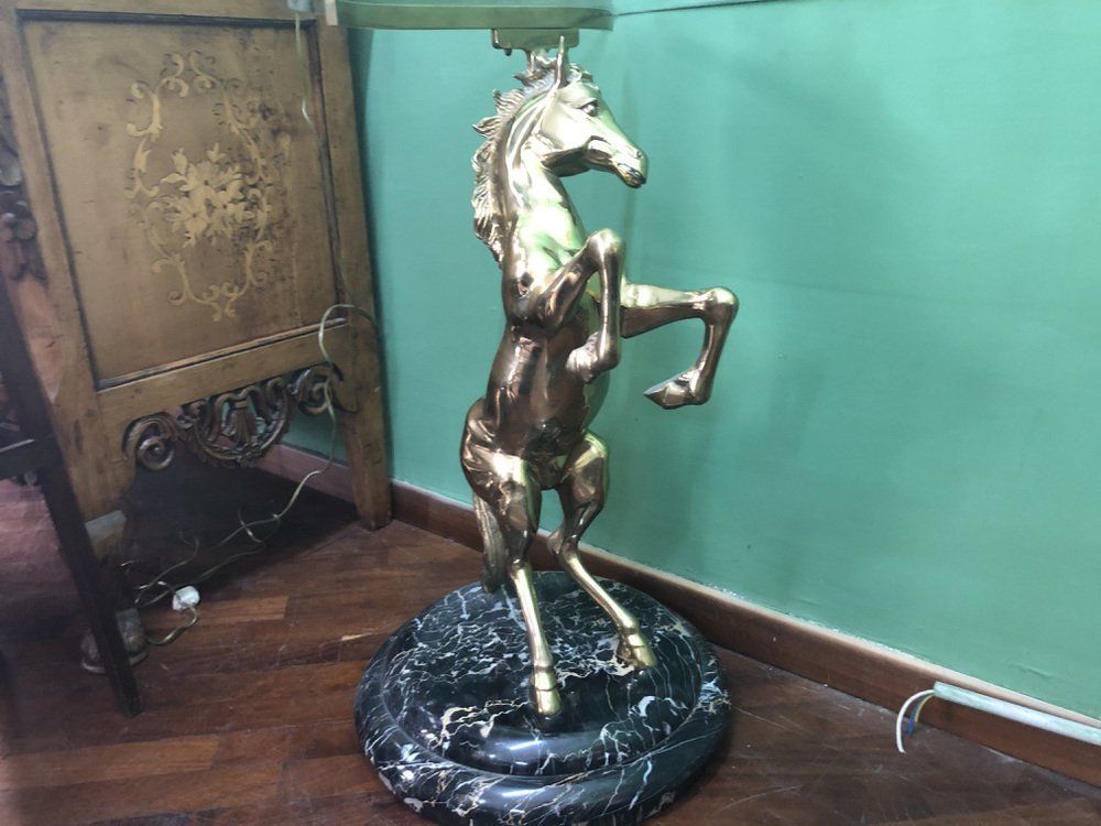 Hollywood Regency Console In Brass, Glass And Marble photo 3200.0