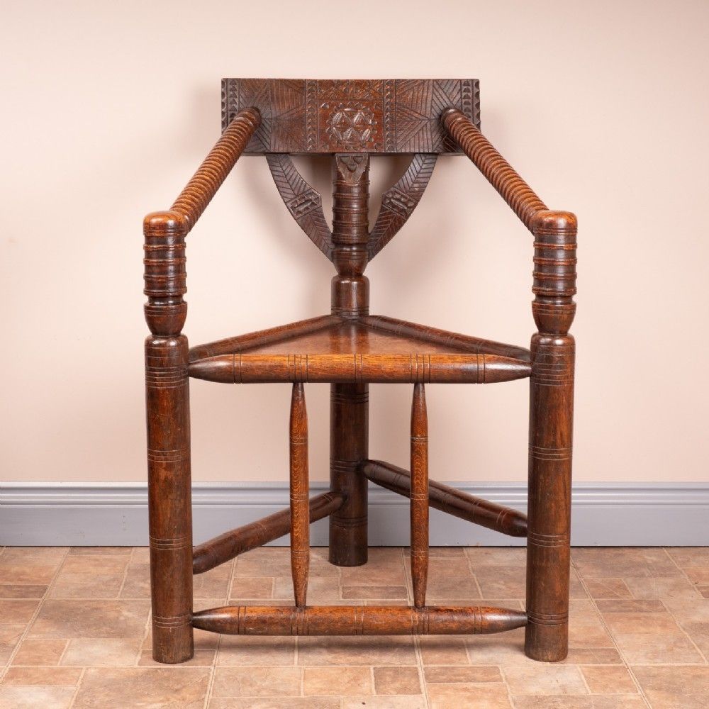1133.0 Ladies & Gents Pair Of 19thc 'Old Saxon' Turned Oak Chairs photo