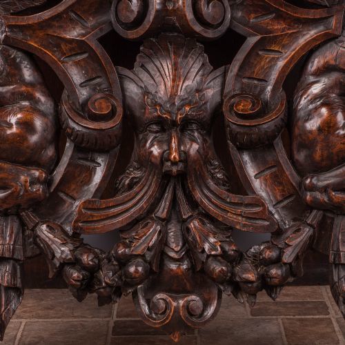 photo vinterior Italian Renaissance Revival Walnut Hall Bench