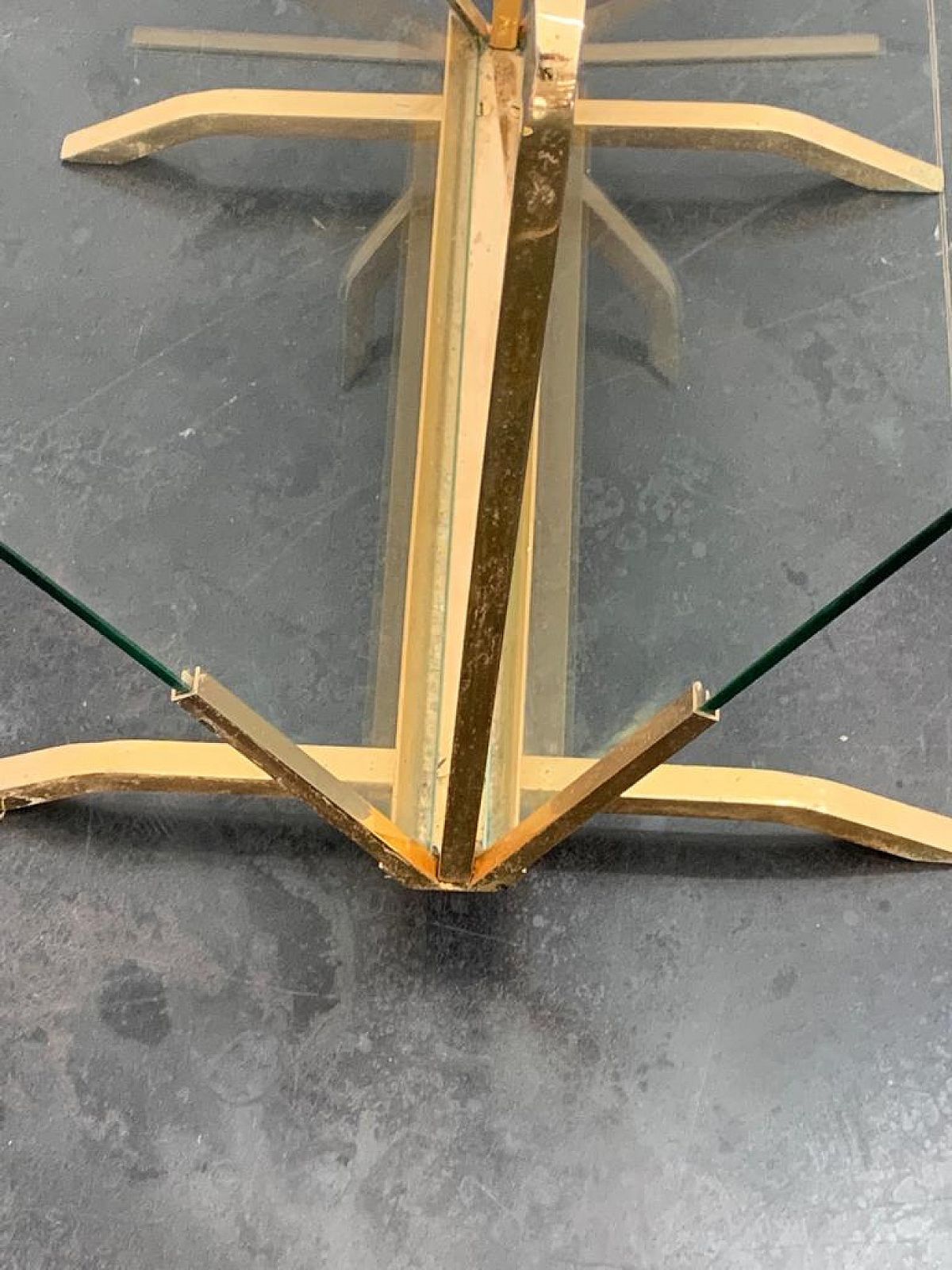 Brass And Glass Magazine Rack, 1960s photo 267.28